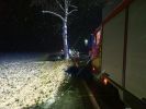 VU PKW - Fahrzeugbrand; PKW gegen Baum, 2x verletzt